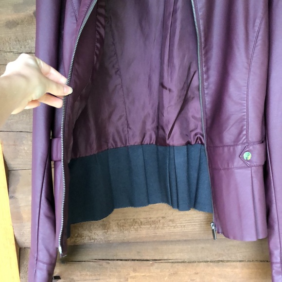 Women’s Purple Faux Leather Zip Jacket - Picture 5 of 7